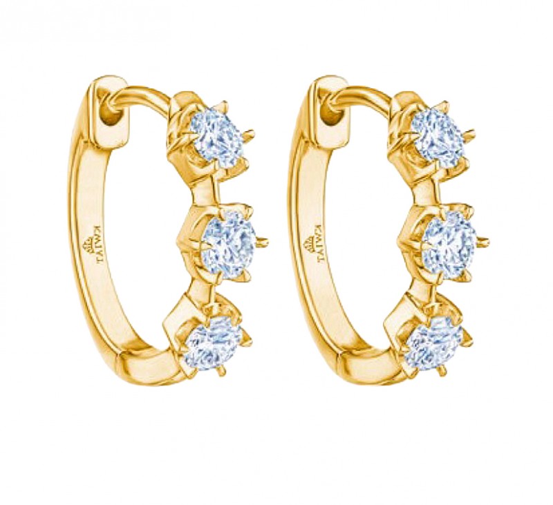 Kwiat 18K Yellow Gold "Starry Night" Petite Hoop Earrings