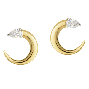 Phillips House 18k Yellow Gold & Diamond Crescent Fan Earrings