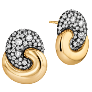 Phillips House 18k Yellow Gold & Diamond Medium Duet Earrings with Rhodium Plating