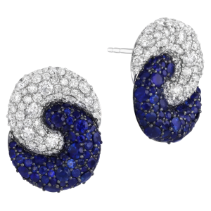 Phillips 18k White Gold, Diamond & Blue Sapphire Medium Duet Earrings
