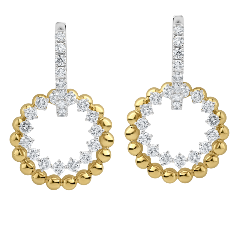 18k White & Yellow Gold Diamond Hoop Earrings