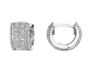 Penny Preville 18k White Gold Petite Wide Pave Huggie
