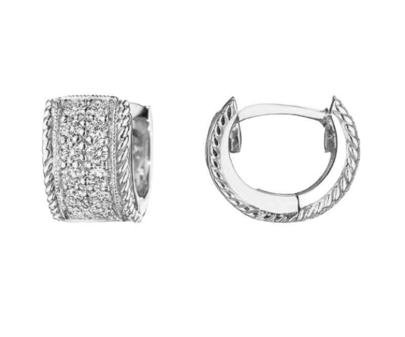 Penny Preville 18k White Gold Petite Wide Pave Huggie
