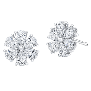 Rahaminov 18k White Gold & Diamond Flower Studs