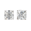 Estate Asscher Cut Diamond Stud Earrings in Platinum