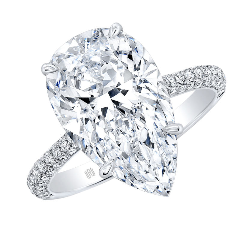 Rahaminov Platinum & 5.01 Carat Pear Shape Diamond Engagement Ring