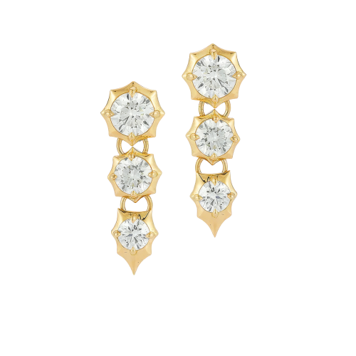 Jade Trau 18k Yellow Gold 3-Stone Sophisticate Drop Earrings