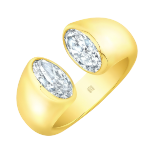 Rahaminov 18k Yellow Gold & Moval Bezel Set Diamond Ring