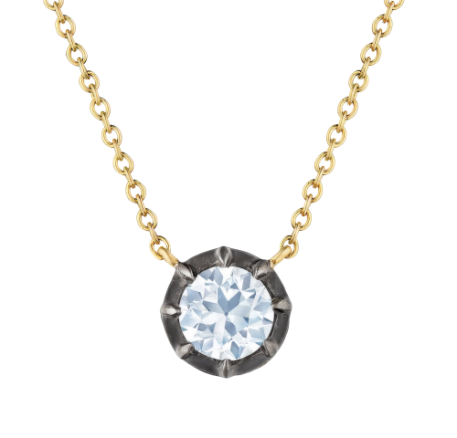 Kwiat Silver, 18k Yellow Gold & Old European Cut Diamond Solitaire Pendant Necklace