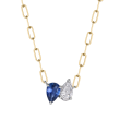 Phillips House 18k Yellow Gold, Sapphire & Diamond Paperclip Necklace