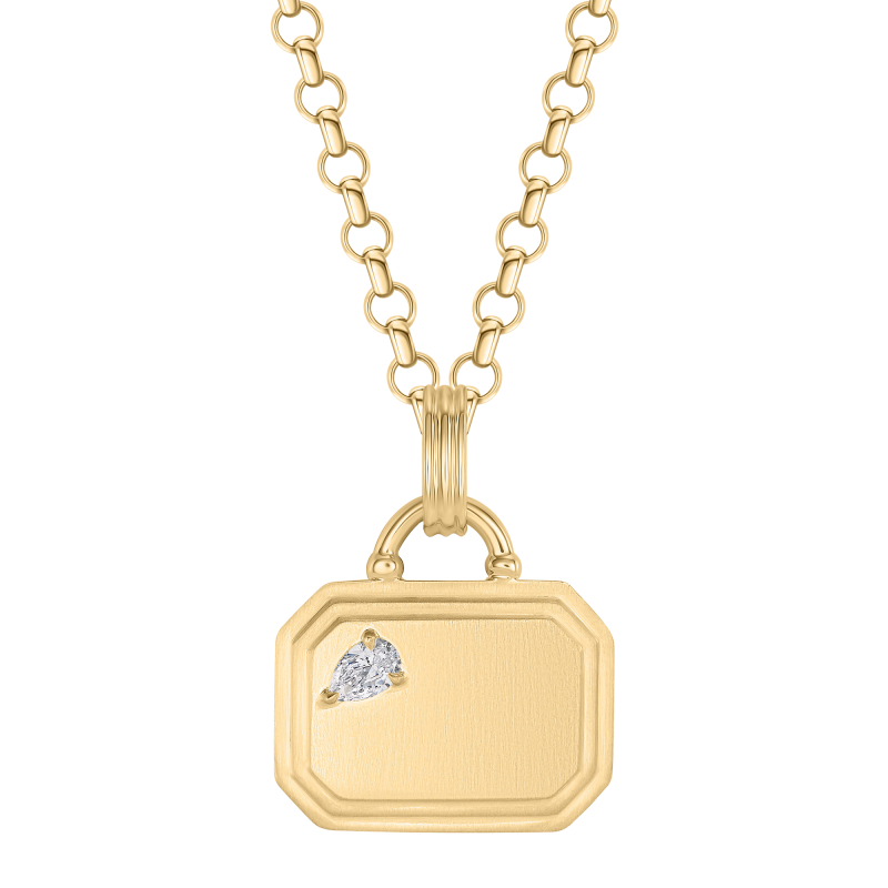 Phillips House 18k Yellow Gold & Diamond East-West Dog Tag Necklace