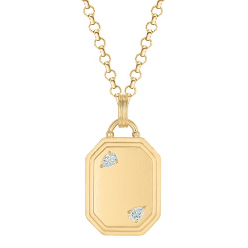 Phillips House 18k Yellow Gold & Diamond Dog Tag Necklace