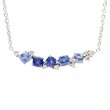 Penny Preville 18k White Gold Blue Sapphire Cluster Bar Necklace