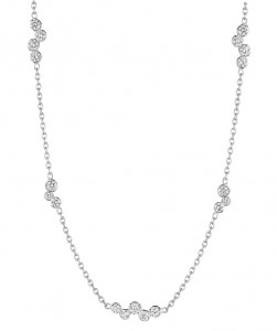 Penny Preville 18k White Gold Diamonds By the Yard Cluster Necklace