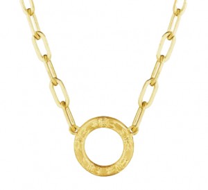Penny Preville 18k Yellow Gold Engraved Circle Necklace