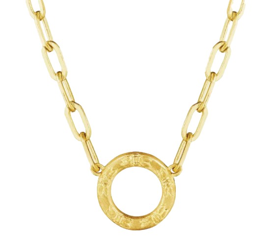 Penny Preville 18k Yellow Gold Engraved Circle Necklace