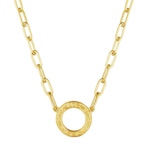Penny Preville 18k Yellow Gold Engraved Circle Necklace