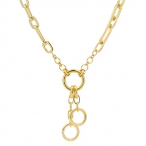 Penny Preville 18k Yellow Gold High Polish Circle & Link Necklace.