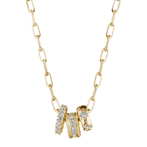 Penny Preville 18k Yellow Gold & Diamond 3-Ring Charm Neckace