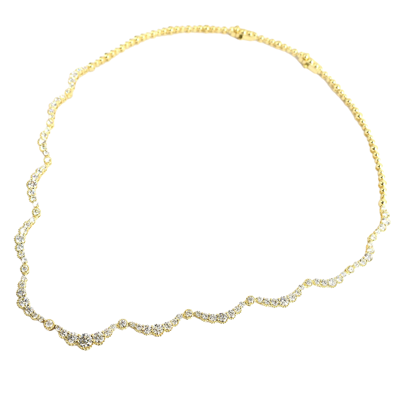 18k Yellow Gold & Diamond Scalloped Necklace