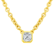 18k Yellow Gold Illusion Bezel Set Asscher Cut Diamond Pendant