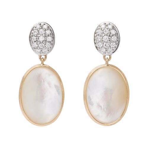 Marco Bicego 18k Yellow & White Gold Siviglia Collection Mother of Pearl & Diamond Drop Earrings