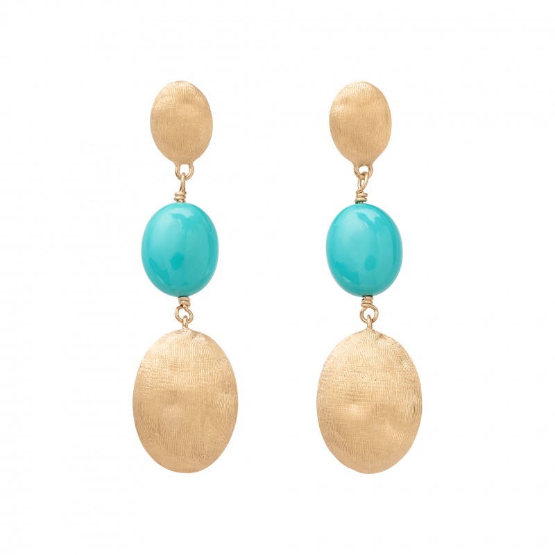 18k Yellow Gold Marco Bicego Siviglia Colore Turquoise Drop Earrings
