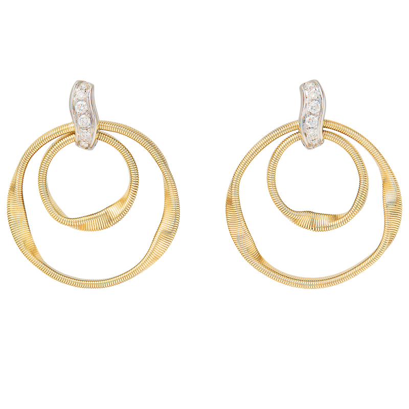 Marco Bicego 18k Yellow Gold & Diamond Marrakech Collection Double Ring Earrings