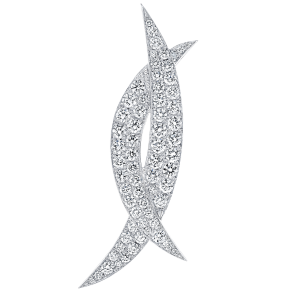 Rahaminov 18k White Gold & Diamond Kissing Moons Pin