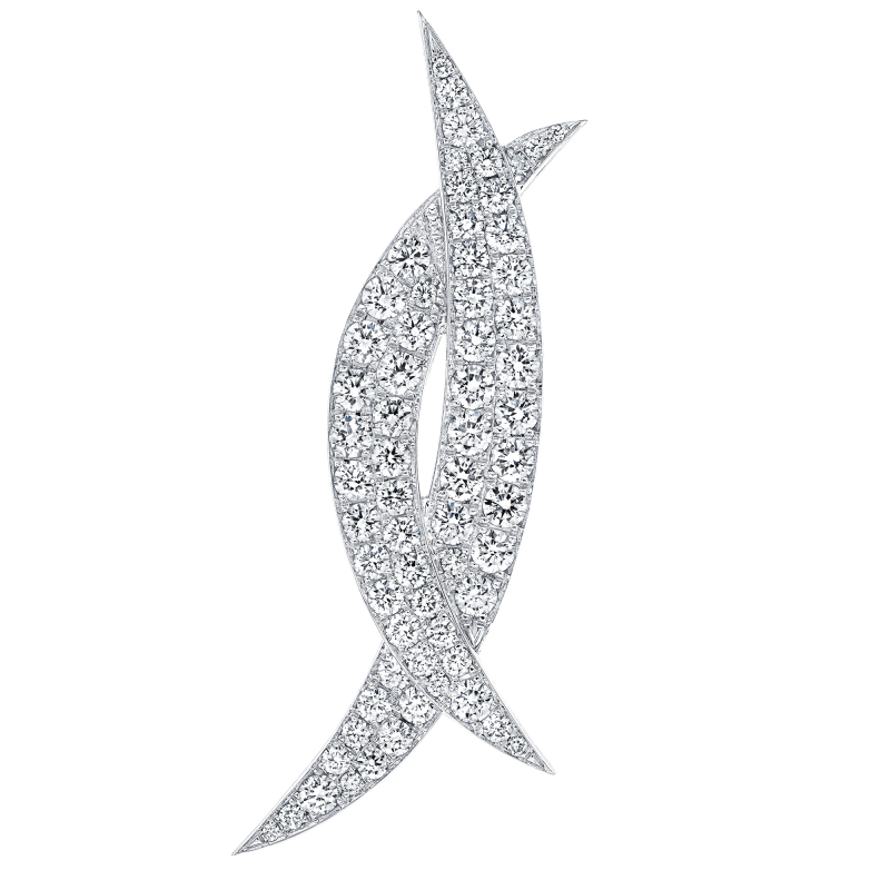Rahaminov 18k White Gold & Diamond Kissing Moons Pin