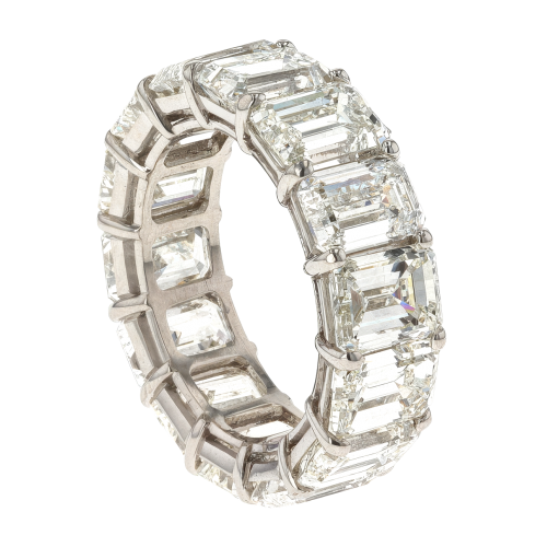 Platinum & 14Emerald Cut Diamond Eternity Band