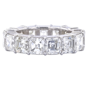 Platinum 10.69 Carat Asscher Cut Diamond Eternity Band