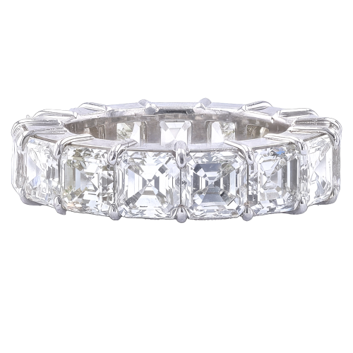 Estate Platinum 10.69 Carat Asscher Cut Diamond Eternity Band