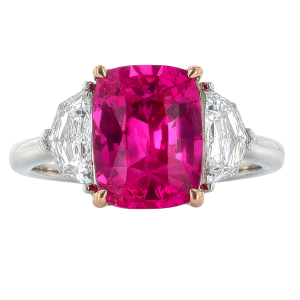 Estate Pink Spinel & Diamond Ring in Platinum