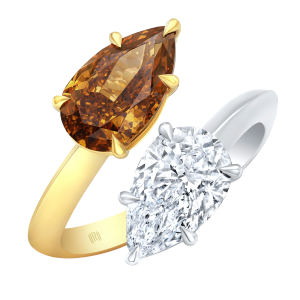 Rahaminov 18k Yellow Gold, Platinum & Diamond Bypass Ring
