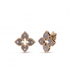 Roberto Coin Rose Gold Diamond & Grey Titanium Venetian Princess Earrings