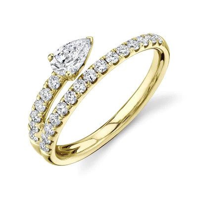 Yellow Gold Diamond Band with Pear Shape
