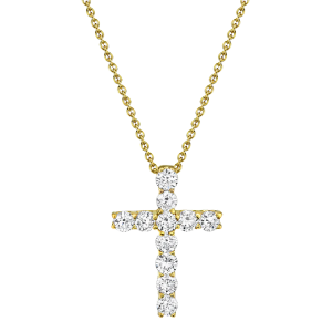14k Yellow Gold & Diamond Cross Necklace