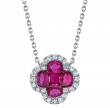 14k White Gold & Ruby Clover Pendant Necklace