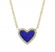 14k Yellow Gold, Diamond & Lapis Heart Pendant Necklace