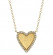 14k Yellow Gold & Diamond Heart Pendant Necklace