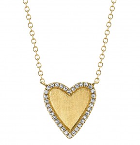 14k Yellow Gold & Diamond Heart Pendant Necklace