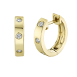 14k Yellow Gold & Diamond Huggie Hoop Earrings