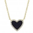 14k Yellow Gold, Diamond & Onyx Heart Pendant Necklace