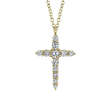 14k Yellow Gold & Diamond Cross Pendant Necklace