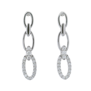 14k White Gold & Diamond Link Earrings