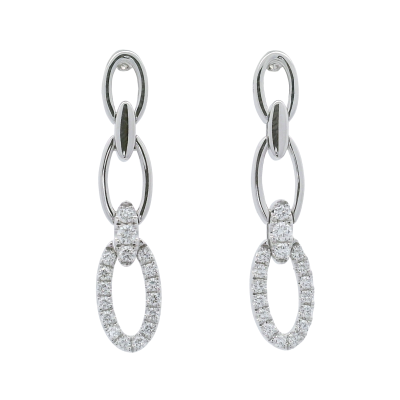 14k White Gold & Diamond Link Earrings
