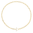 14k Yellow Gold & Diamond Paper Clip Link Necklace with Pave Diamond Toggle Clasp