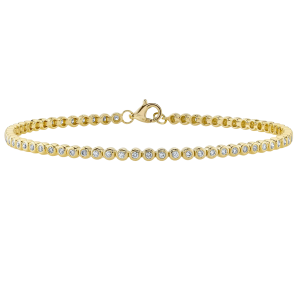 14k Yellow Gold & Bezel Set Diamond Tennis Bracelet