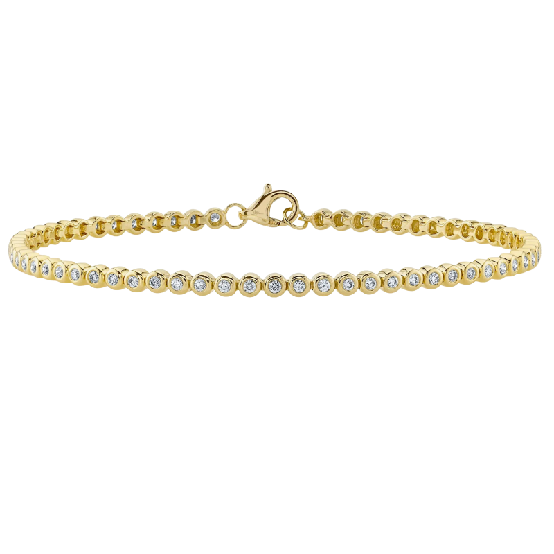14k Yellow Gold & Bezel Set Diamond Tennis Bracelet